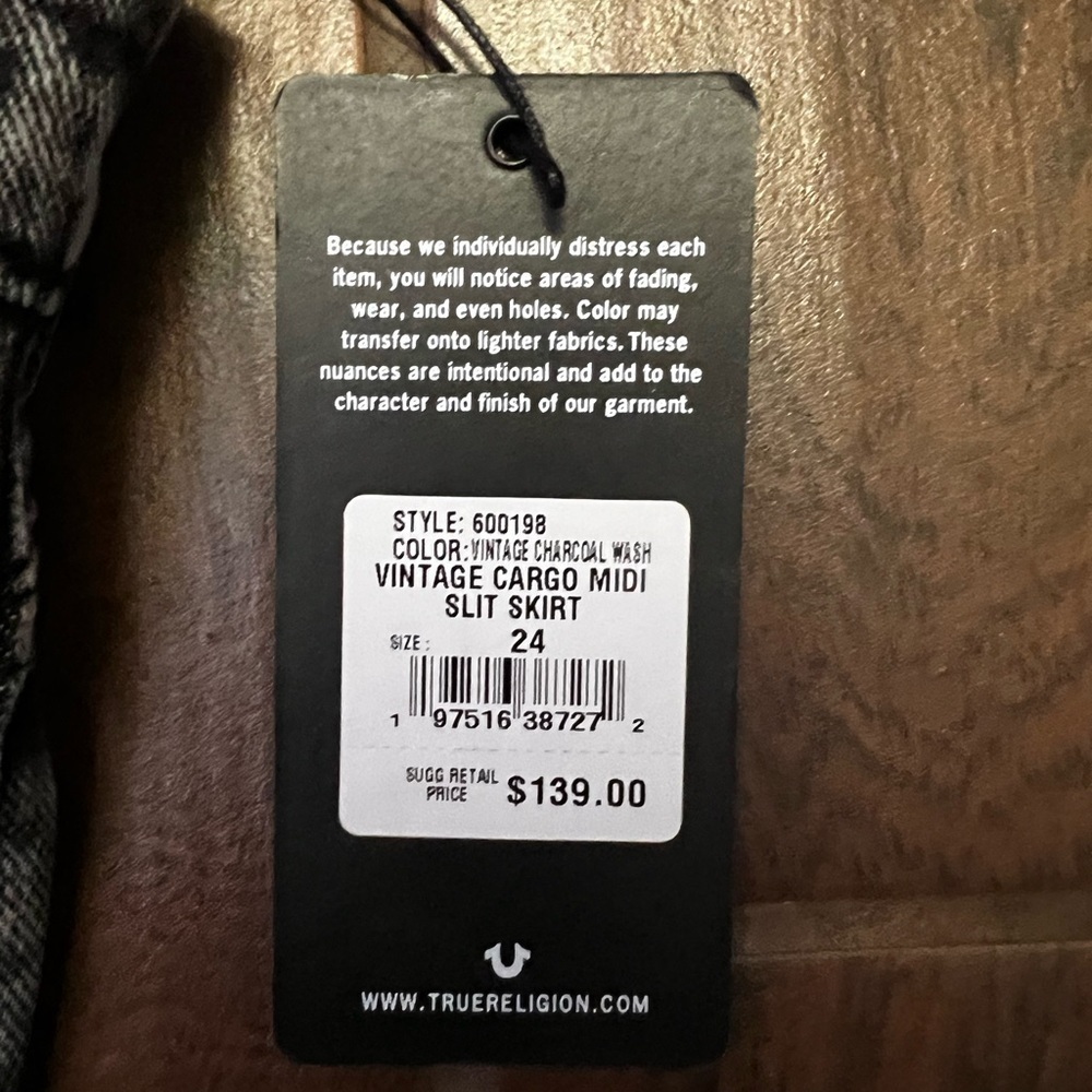 True Religion Urban Outfitters Denim Cargo MIDI Slit Skirt - Picture 8 of 10
